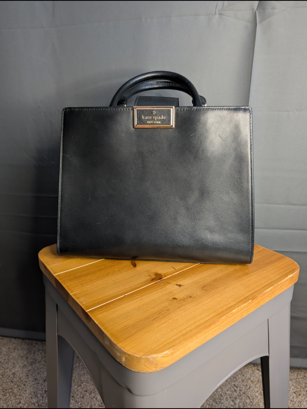 kate spade Black Leather Top Handle Satchel